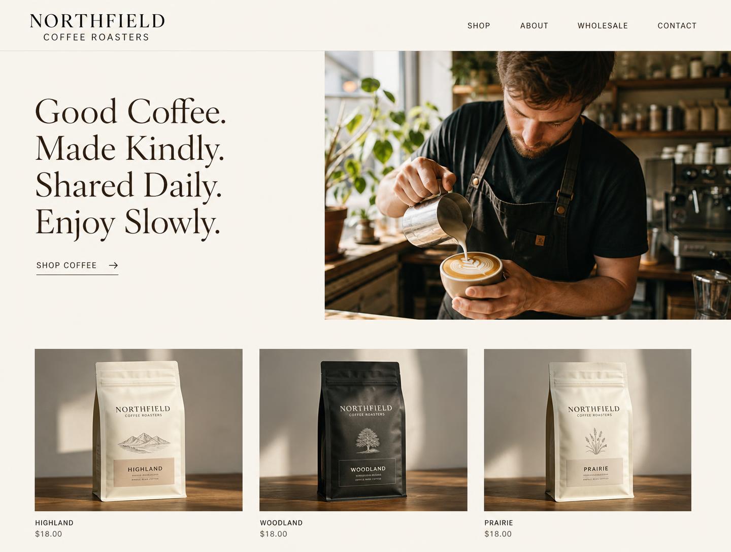 Northfield Coffee Roasters website design by Agavo